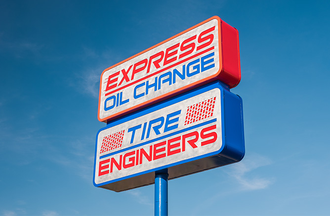 express oil change & tire engineers sign